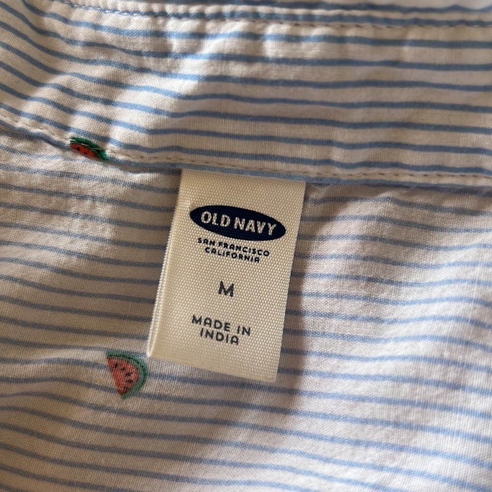 Old Navy Relaxed Blue Striped Button Front Blouse Size Medium - Picture 8 of 10